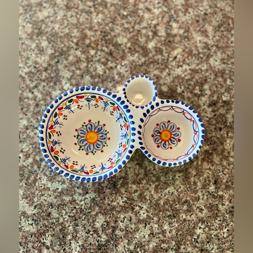Vintage Ceramic Triple Olive Serving Dish